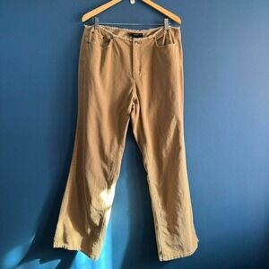 Y2K Venezia Corduroy Pants Women's Plus Size 16 Tan Beige Flare Boho Indie Fray